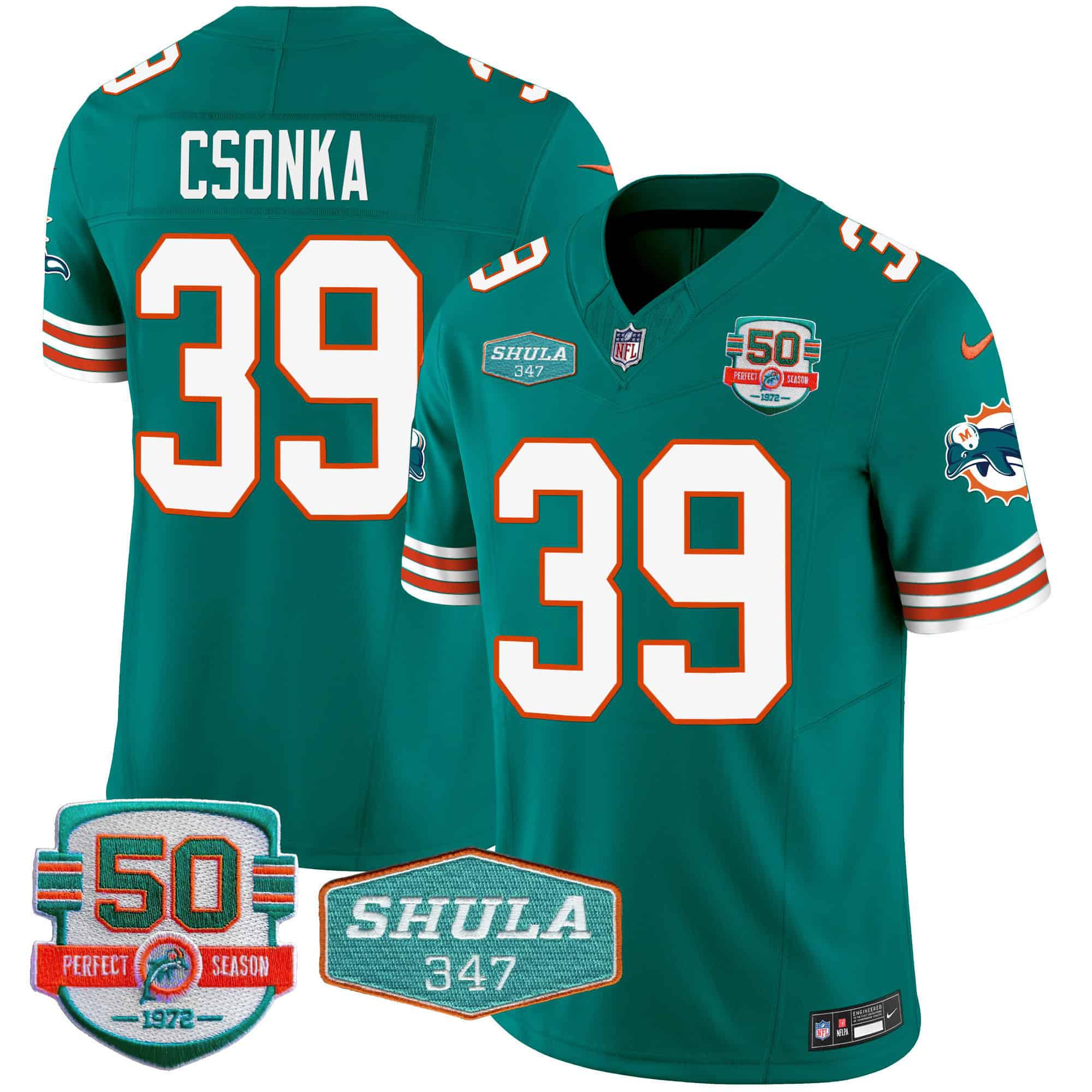 Men Miami Dolphins #39 Csonka Green 2024 Nike Throwback Shula 347 Patch Vapor NFL Jersey style 1->indianapolis colts->NFL Jersey